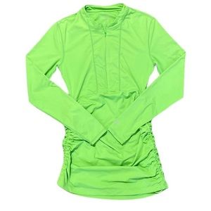 Athleta Green Ruched Rash Guard
